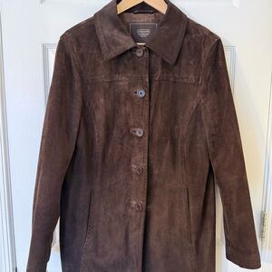 Coach Women's Dark Brown Suede Car Coat